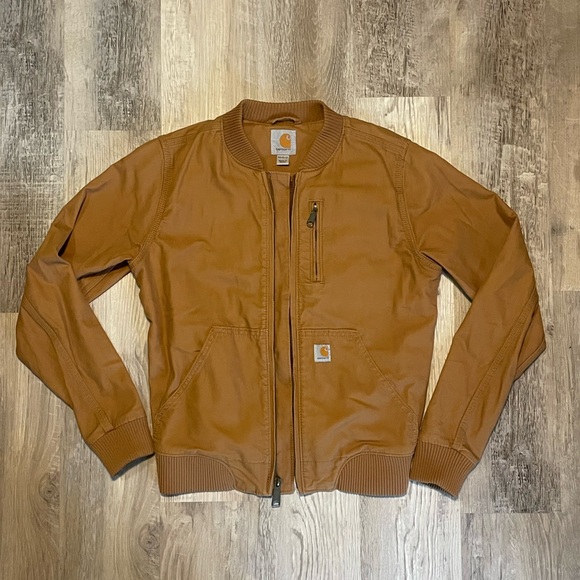 Carhartt Women's Rugged Relaxed Fit Bomber Canvas Jacket - Carhartt Brown XS - Picture 2 of 10